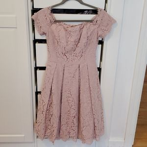 Eliza J A line off shoulder lace dress,prom,weddng